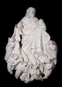 Kristus ympäröi enkeleitä. Marmoriveistos, ranskalainen koulu tekijältä French School