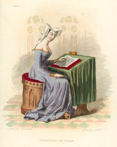 Christine de Pisan (värillinen kaiverrus) tekijältä French School