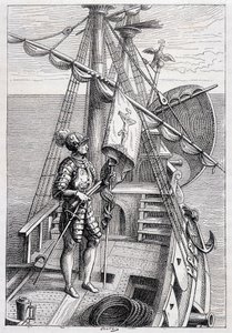 Christopher Columbus trailerissaan, sairas. Jules Vernen "" Discovery de la Terre" -toimittaja, toim. Hetzel, n.d. 19. tekijältä French School
