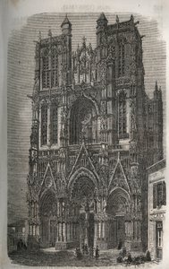 Saint-Vulfranin kirkko (Saint Vulfran) entinen collegiale Abbevillessä Sommen departementissa Ranskassa - Victor Duruyn (1811-1894) kaiverrus kirjaan "Histoire de France" - 1882 tekijältä French School