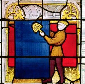 Kangaskauppiaan ikkuna (lasimaalaus) (numero 155370) tekijältä French School