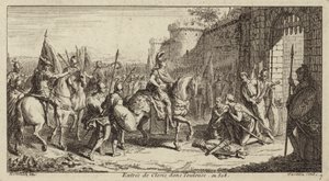 Clovis I, frankkien kuningas, saapumassa Toulouseen voitettuaan visigootit, 508 tekijältä French School