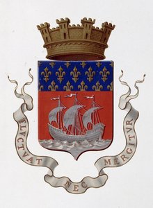 Pariisin kaupungin vaakuna: Imperiumi (Napoleon III) - Prefektorin päätös 24. marraskuuta 1853 - kirjassa "" Armorial National de France"", kirjoittanut H. Traversier, Pariisi tekijältä French School