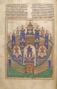 Turska. Guelf. 1 Gud. lat. 43v, Plan of Celestial Jerusalem, Liber Floriduksesta, Lambert de Saint-Omer n. 1120 tekijältä French School