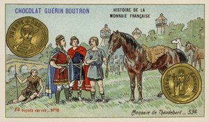 Theudebert I:n kolikko, 534 (chromolitho) tekijältä French School
