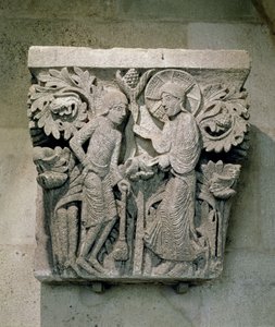 Kolumnipääkaupunki, joka kuvaa Kristusta ja Jaakobia Pienempää, n. 1125-1125 (kalkkikivi) tekijältä French School