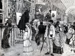 Kopioijat Louvren Grande Galeriessa, n. 1880 tekijältä French School