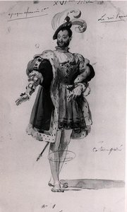 Pukusuunnittelu Victor Hugon (1802-85) teokseen "Le Roi s