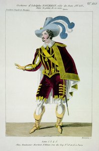 Puku Adolphe Nourritille (1802-39) Don Giovannin roolissa samannimisessä oopperassa, kaiverrus Maleuvre, painatus Hautecoeur-Martinet tekijältä French School
