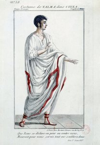 Koomikko Francois-Joseph (Francois Joseph) Talman (1763-1826) puku Pierre Corneillen tragediassa "Cinna ou la Clemence d