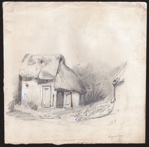 Mökki Ranskassa. (Piirustus, n. 1830) tekijältä French School