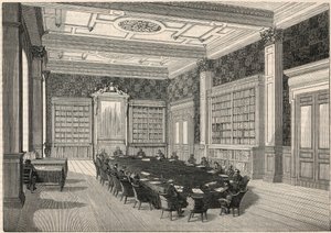 Tilintarkastustuomioistuin - kirjasto ja neuvotteluhuone - Edmond Texierin kaiverrus "Tableau-de-Paris" 1852 tekijältä French School