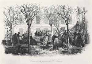 Pariisin St. Lazaren vankilan piha, n. 1840 tekijältä French School