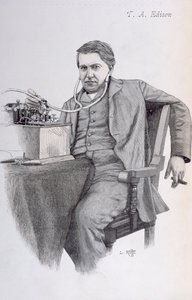 La Revue Illustreen kansikuva, joka kuvaa Thomas Alva Edisonia, 1889 tekijältä French School
