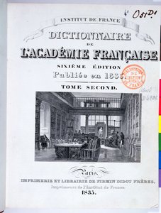 Ranskan akatemian sanakirjan kansi, 1835 tekijältä French School
