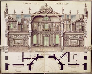 Chateau de Marlyn poikkileikkaussuunnitelma, 1714 tekijältä French School