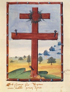 Lorraine-risti, miniatyyri käsikirjoituksesta, joka liittyy Rene II:een (1451-1508) Lotringenin herttuaan tekijältä French School