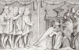 Paavi Eugenius IV kruunasi Sigismundin Pyhän Rooman keisariksi vuonna 1433, L"Histoire Universelle Ancienne et Modernesta, julkaistu Strasbourgissa n. 1860 tekijältä French School