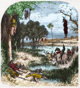 Crusade des Pastoureaux vuonna 1251: Crusade de "petite gens", talonpojat; sen aiheutti vuonna 1251 Saint Louisin vankeus seitsemännen ristiretken aikana. Kaiverrus Paul Lehugeurin Histoire De France En Cent -maalauksiin 1891. tekijältä French School
