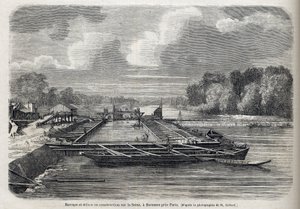 Pato purkautui Seine-joella SURESNESissa vuonna 1866 - Kaiverrus - Le Monde Illustré 1866 tekijältä French School
