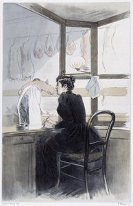 Kassa (teurastajalla) - Pierre Vidalin teoksessa "Nainen Pariisissa". tekijältä French School