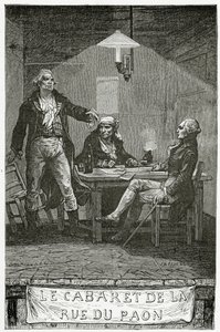 Danton, Marat, Robespierre - kuvitus Quatre Vingt Treizesta, 1800-luku (bw-kaiverrus) tekijältä French School