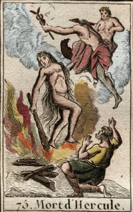 Herculesin (Heracles) kuolema ja apoteoosi Pierre Blanchardin teoksesta Mythologie de la jeunesse 1803. tekijältä French School