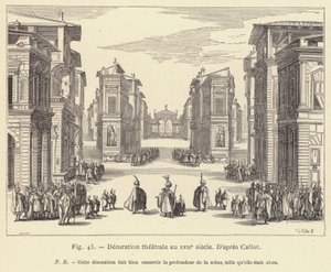 Teatterikoristelu 1600-luvulla (kaiverrus) tekijältä French School