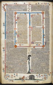 Gregory IX:n säädökset Bernard of Parman kiillolla ("Smithfield Decretals"), MS Royal MS 10 E IV, f.145v, n.1300-40 (muste pergamentilla) tekijältä French School