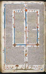 Gregory IX:n säädökset Bernard of Parman kiillolla ("Smithfield Decretals"), MS Royal MS 10 E IV, f.100v, n.1300-40 (muste pergamentilla) tekijältä French School