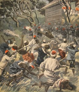 Sakalavan kansan voittaminen, Madagaskar, kuva Le Petit Journalista: Supplement illustre, 3. huhtikuuta 1898 tekijältä French School
