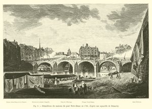 Notre-Damen sillan talojen purku vuonna 1786 Demachyn akvarellin jälkeen tekijältä French School