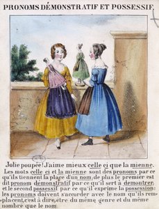 Demonstratiiviset ja omistuspronominit (2 tyttöä leikkimässä nukeilla) - "" La grammaire en images"" tekijältä French School