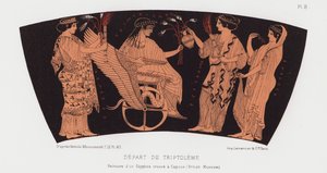 Triptolemuksen lähtö (väri litho) tekijältä French School