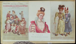 Depopulation and Repopulation in France, Arthur Le Crepsin kirjanen malthusianismia vastaan, 1895 (värikaiverrus) tekijältä French School