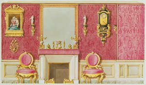 Suunnittelu salonkiin rue Fortuneelle, Balzacin vuonna 1847 ostamaan taloon (wc paperilla) tekijältä French School