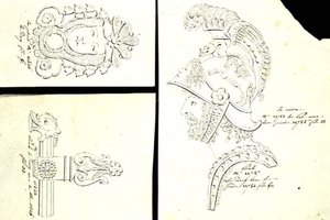 Mallit pronssisille ormolu-huonekalutelineille, n. 1825 (kynä ja muste paperille) tekijältä French School