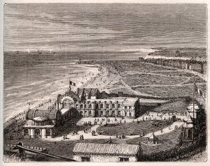 Dieppe - Normandia - kaiverrus V.A. Malt-Brownin kirjaan "La France illustrée: maantiede, historia, tilastohallinto". 1884 tekijältä French School
