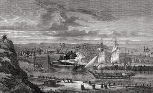 Dieppe 1700-luvulla Louis Blancin (1811-82) "Histoire de la Revolution Francaisesta" tekijältä French School