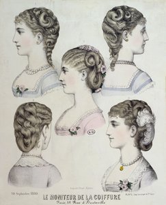 Erilaisia ​​kampauksia, Le Moniteur de la Coiffure -levy, 1880 tekijältä French School