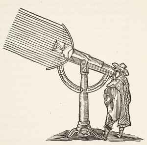 Dioptrikaukoputki, kopio Boris Mestcherskyn (k. 1957) kaiverruksesta, kuvitus julkaisusta Histoire de la Nation Francaise, Sciences, Volumes I & II, Gabriel Hanotaux (1853-1944), 1924 tekijältä French School