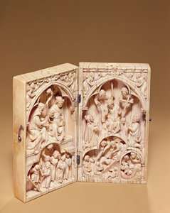 Diptyykki Neitsyen kruunajaisella ja viimeisellä tuomiolla, n. 1260-1270 tekijältä French School