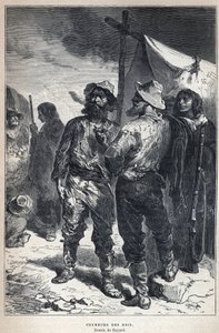 Löydetty Kanadasta: coureur des bois (osallistui turkiskauppaan amerikkalaisten kanssa). Bayardin piirustus. Kaiverrus 1800-luvun lopusta Eugene Gueninin teokseen "La nouvelle France". tekijältä French School