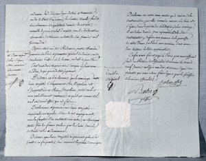Keisari Napoleon Bonaparten (1769-1821) ja keisarinna Josephinen (1763-1814) avioeroilmoitus 9. tammikuuta 1810 tekijältä French School