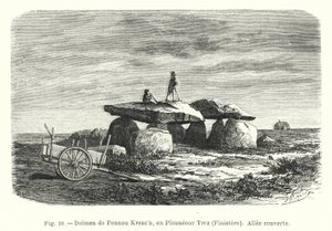 Dolmen of Pennou Kreach, Plouneour Trez, Finistere, katettu kävelytie (kaiverrus) tekijältä French School