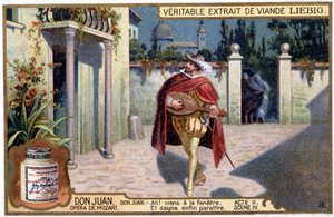 Don Juan Trubaduurissa: Act II sc. Mozartin oopperan "" Don Giovanni" IV kappale" Liebig Chromolithography, v.1900 tekijältä French School