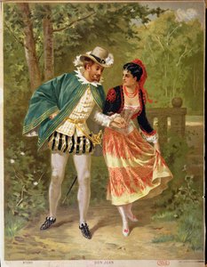Don Juan, kohtaus, joka kuvaa Wolfgang Amadeus Mozartin (1756-91) oopperaa Don Giovanni, 1879 tekijältä French School