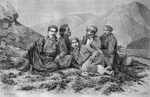 Aasinkuljettajat, Syyriasta tänään. Matkustaa Foinikiassa, Libanonissa ja Juudeassa. Louis Charles Emile Lortetin 1875-1880, 1884 (bw-kaiverrus) tekijältä French School