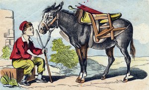 Aasi. Kaiverrus "Buffon Alphabet des Animaux". 3. sarja N 1. Epinal, Epinal, 1800-luvun loppu. Kuvaus. 16 sivua. Mitat: 28x21cm tekijältä French School