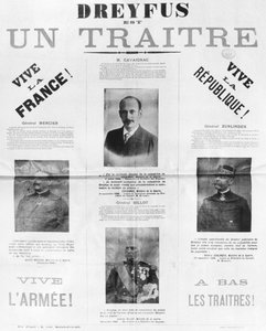Dreyfus est un traitre, juliste hänen halveksijiensa muotokuvilla, 1800-luvun loppu